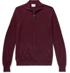 Brioni - Mélange Wool Half-Zip Sweater - Burgundy