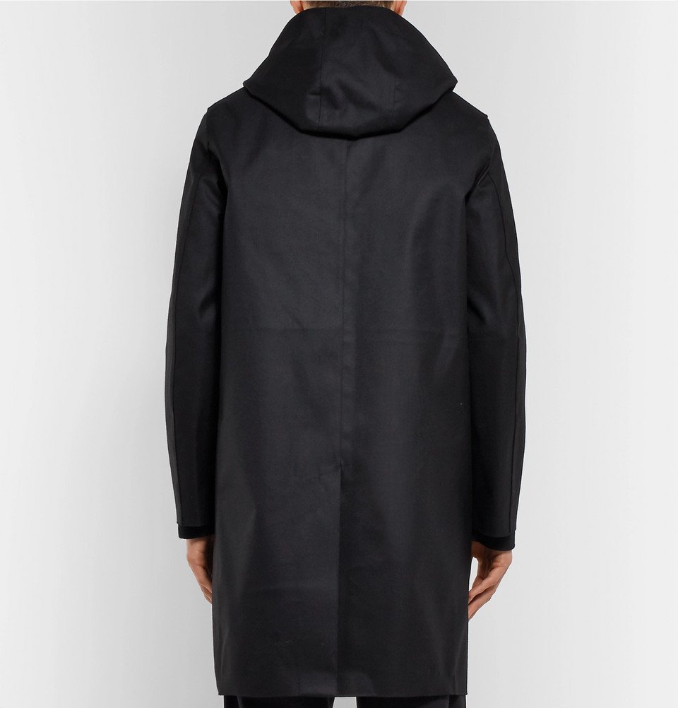 Mackintosh Bonded Wool and Cotton Hooded Coat Men Black Mackintosh