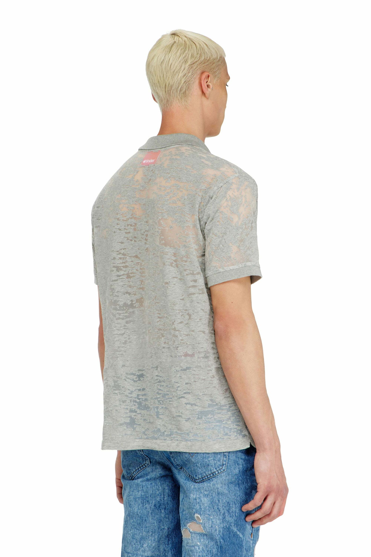 Diesel Polo shirt in all-over devoré jersey - Polos Mens in Grey