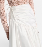 Self-Portrait Asymmetric cotton poplin midi skirt