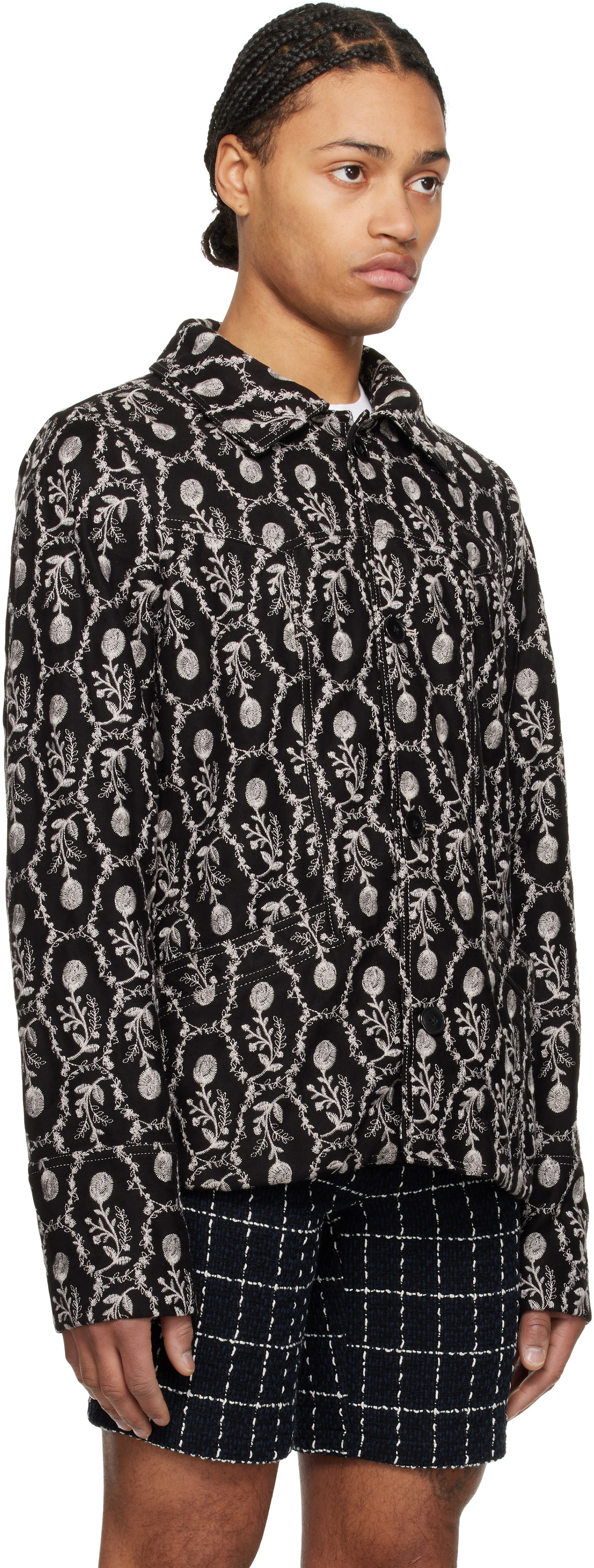 Anna Sui Black Sleeping Beauty Embroidered Faux-Suede Jacket Anna Sui