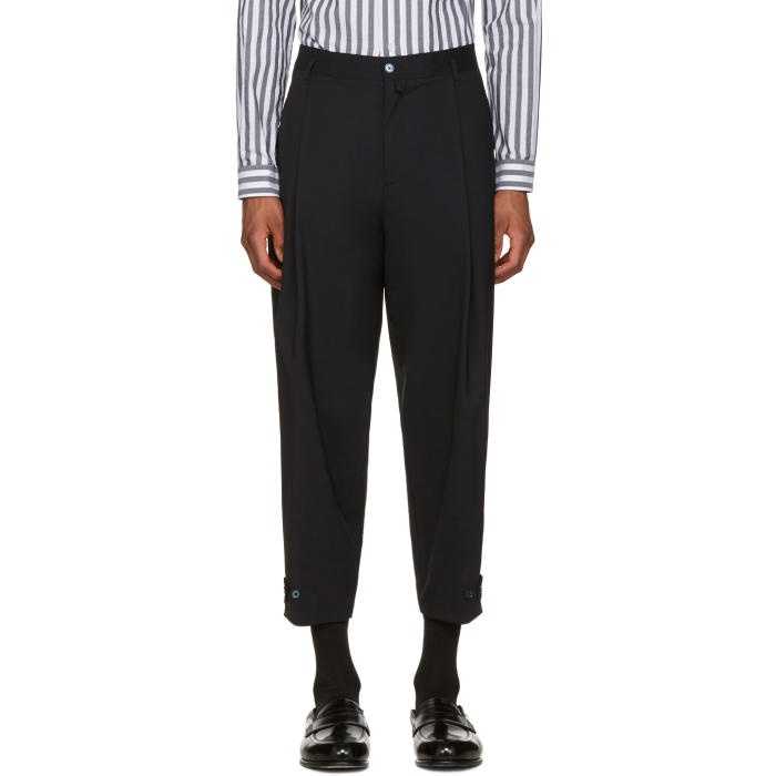Photo: Dolce and Gabbana Navy Pleated Trousers