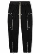 Rick Owens - Bauhaus Tapered Zip-Detailed Cotton-Jersey Drawstring Cargo Trousers - Black