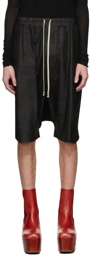 Rick Owens Black Leather Rick's Pods Shorts