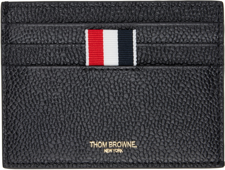 Photo: Thom Browne Black Lucido Leather Single Card Holder