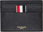 Thom Browne Black Lucido Leather Single Card Holder