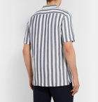 NN07 - Miyagi Camp-Collar Striped Linen Shirt - Blue