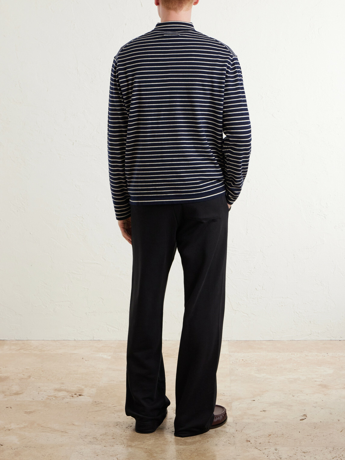The Elder Statesman - Striped Cashmere Polo Shirt - Blue
