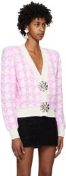 AREA Pink & Off-White Mussel Flower Cardigan