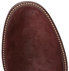 Brunello Cucinelli - Brushed-Suede Derby Shoes - Men - Burgundy