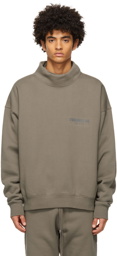 Essentials Taupe Pullover Mock Neck Sweatshirt