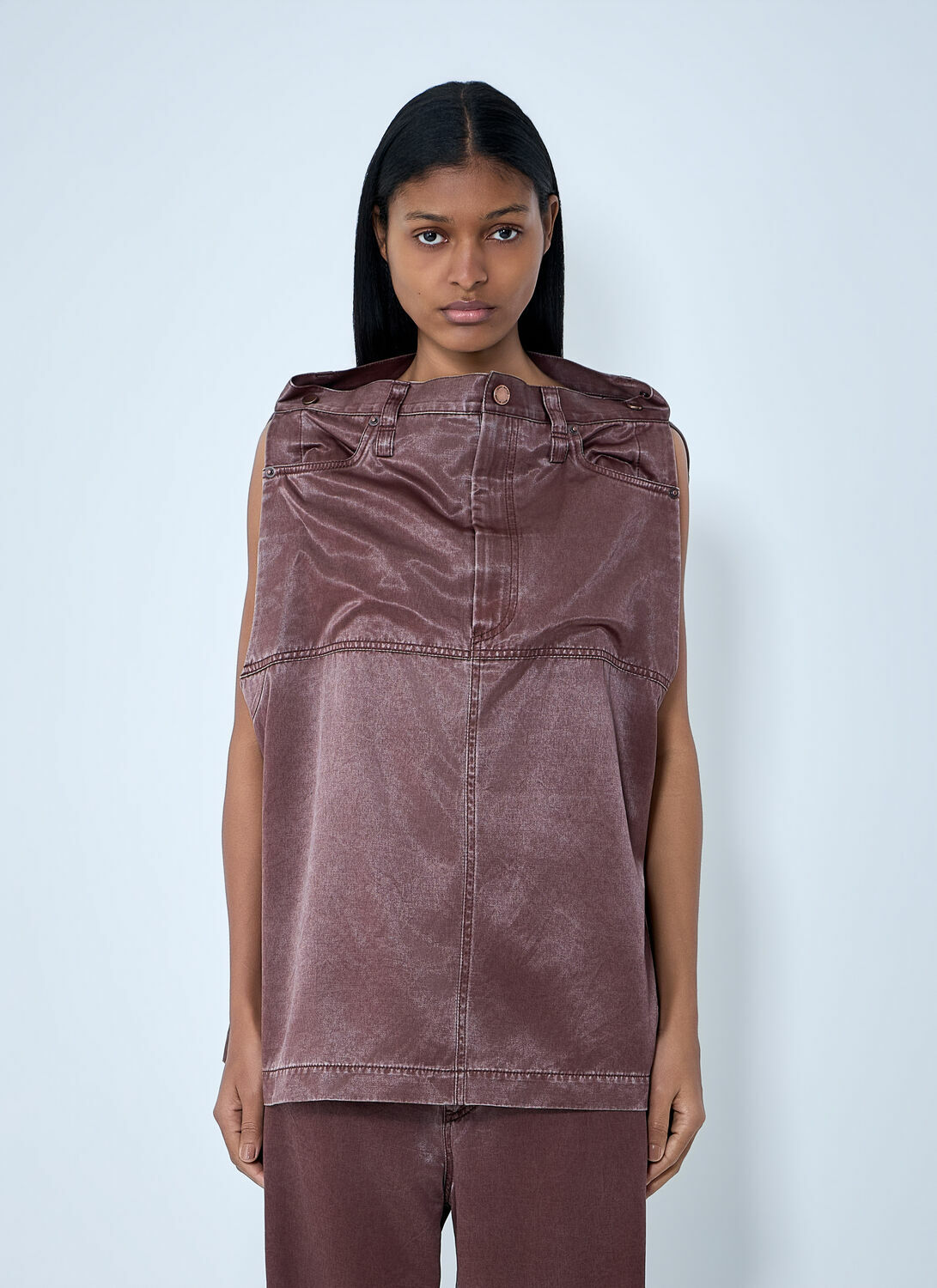 Issey Miyake Satin Denim Sleeveless Top