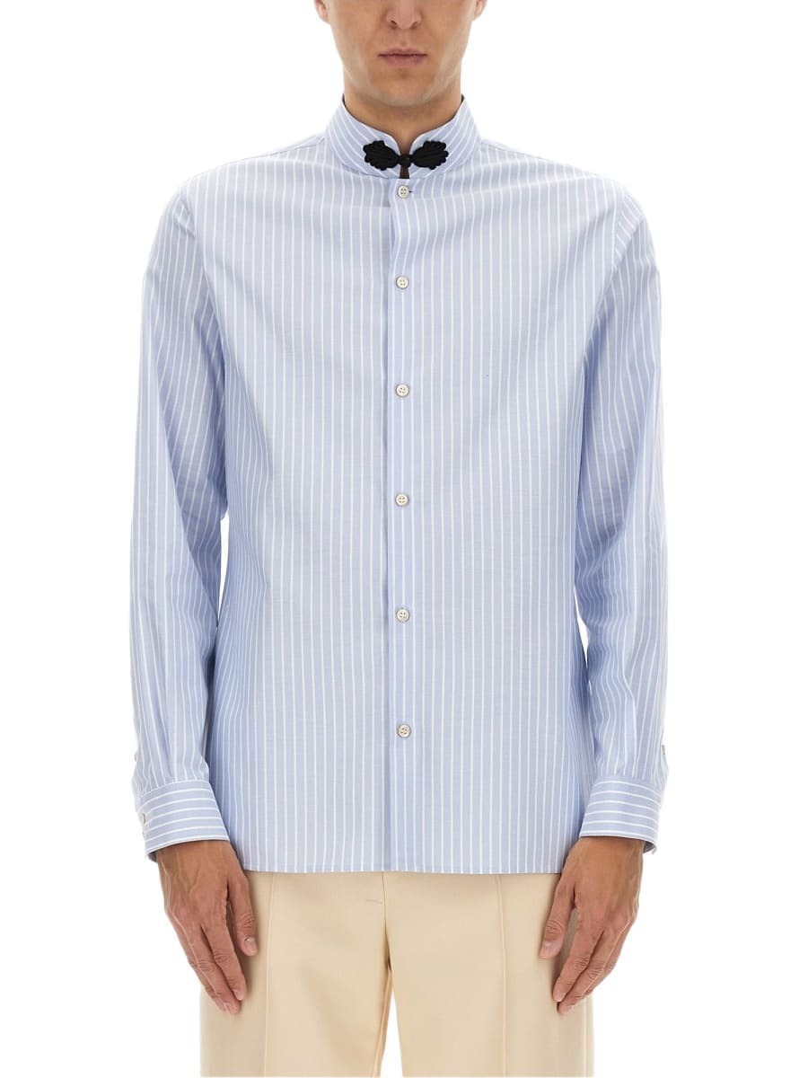 Tシャツ・カットソー VALENTINO COTTON OXFORD SHIRT WITH TOGGLE (7V3ABSI0AL0 043) Oxford Cotton Shirt With Toggle for Man in Sky | Valentino CH