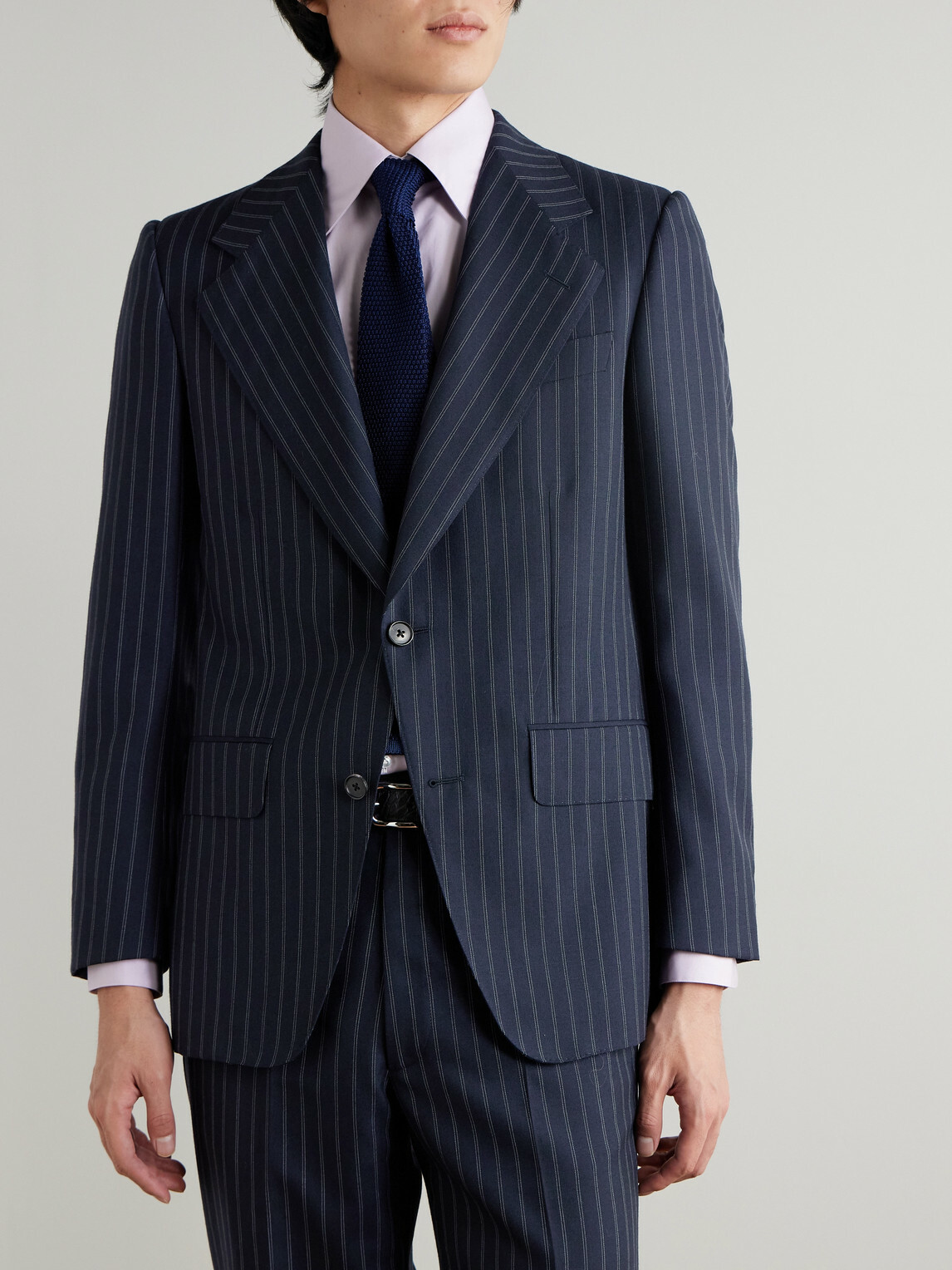 Husbands - Pinstriped Wool Suit Jacket - Blue