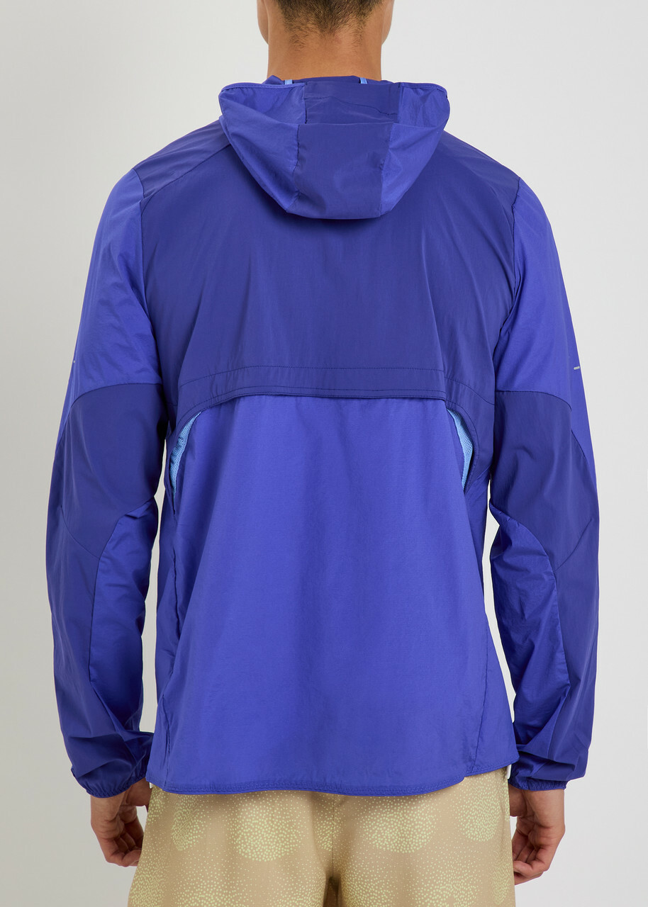 Nike Dri-fit Hooded Stretch-nylon Running Jacket Blue