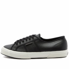 Superga Men's 2750 Tumbled Leather Sneakers in Black/White