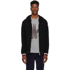 Moncler Black Wool Maglione Zip Hoodie