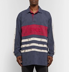 Vetements - Oversized Distressed Cotton-Blend Jersey Polo Shirt - Men - Navy