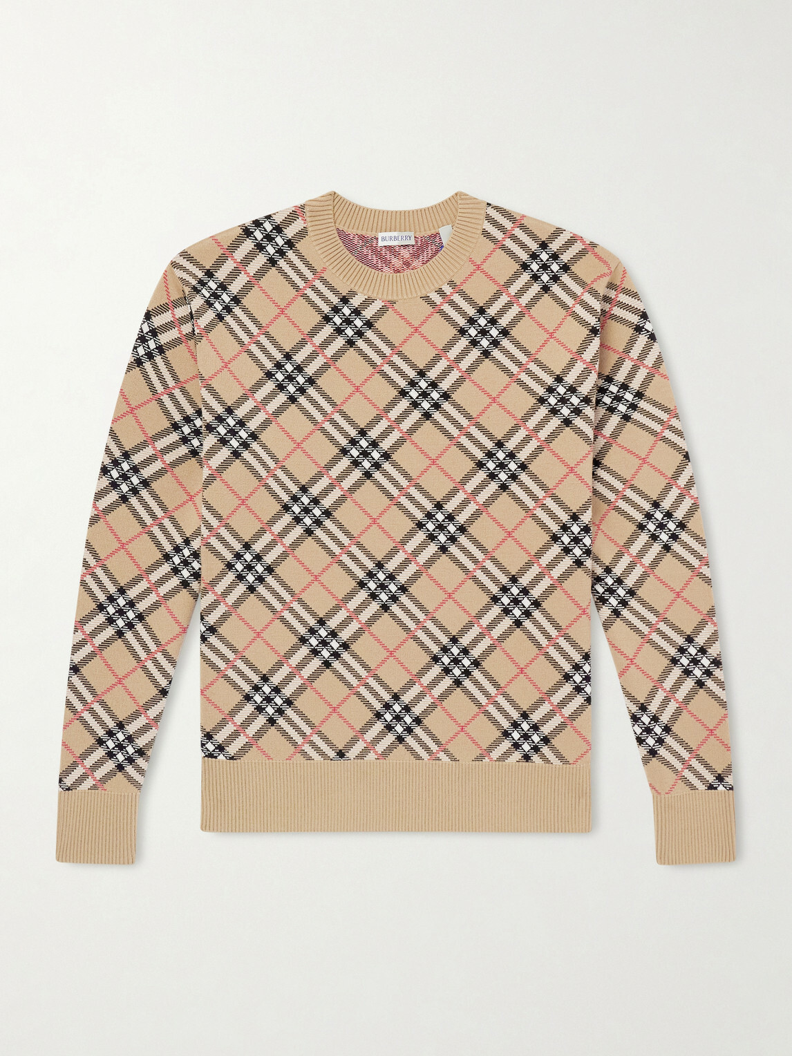 Burberry - Checked Cotton-Blend Sweater - Neutrals