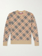 Burberry - Checked Cotton-Blend Sweater - Neutrals