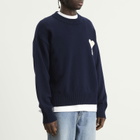 AMI Paris Men's Crewneck Sweater With Contrasted Ami De Coeur in Encre/Ecru