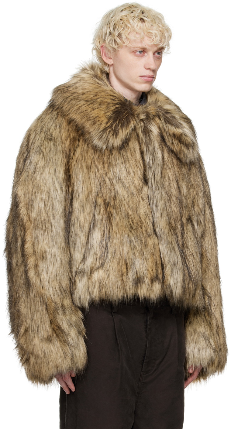 EGONlab Beige Oversized Faux-Fur Jacket EGONlab