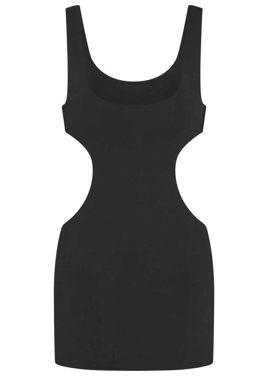 Skims Cut-out Stretch-jersey Mini Dress Dark Grey