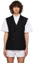 HommeGirls Black Peaked Lapel Vest