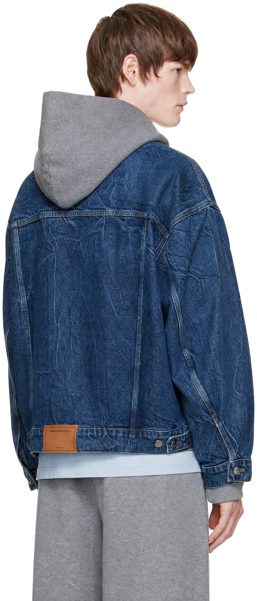 Alexander Wang Blue Flasher Graphic Oversized Denim Trucker Jacket