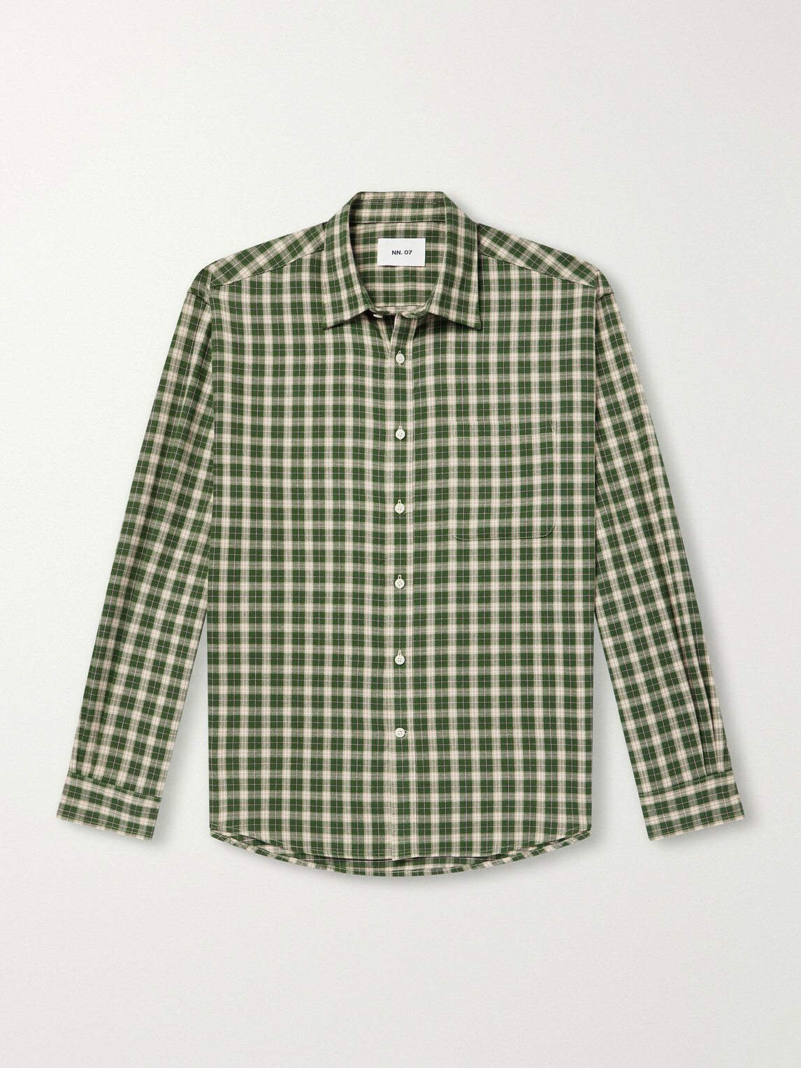 NN07 - Deon 5465 Checked Organic Cotton-Flannel Shirt - Green