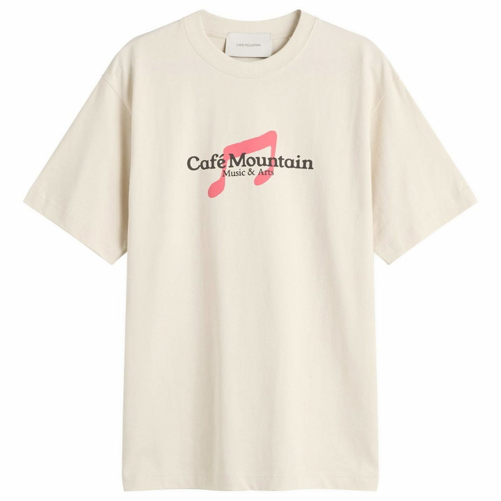Photo: Café Mountain Men's Note T-Shirt in Vintage Ivory And Lupin