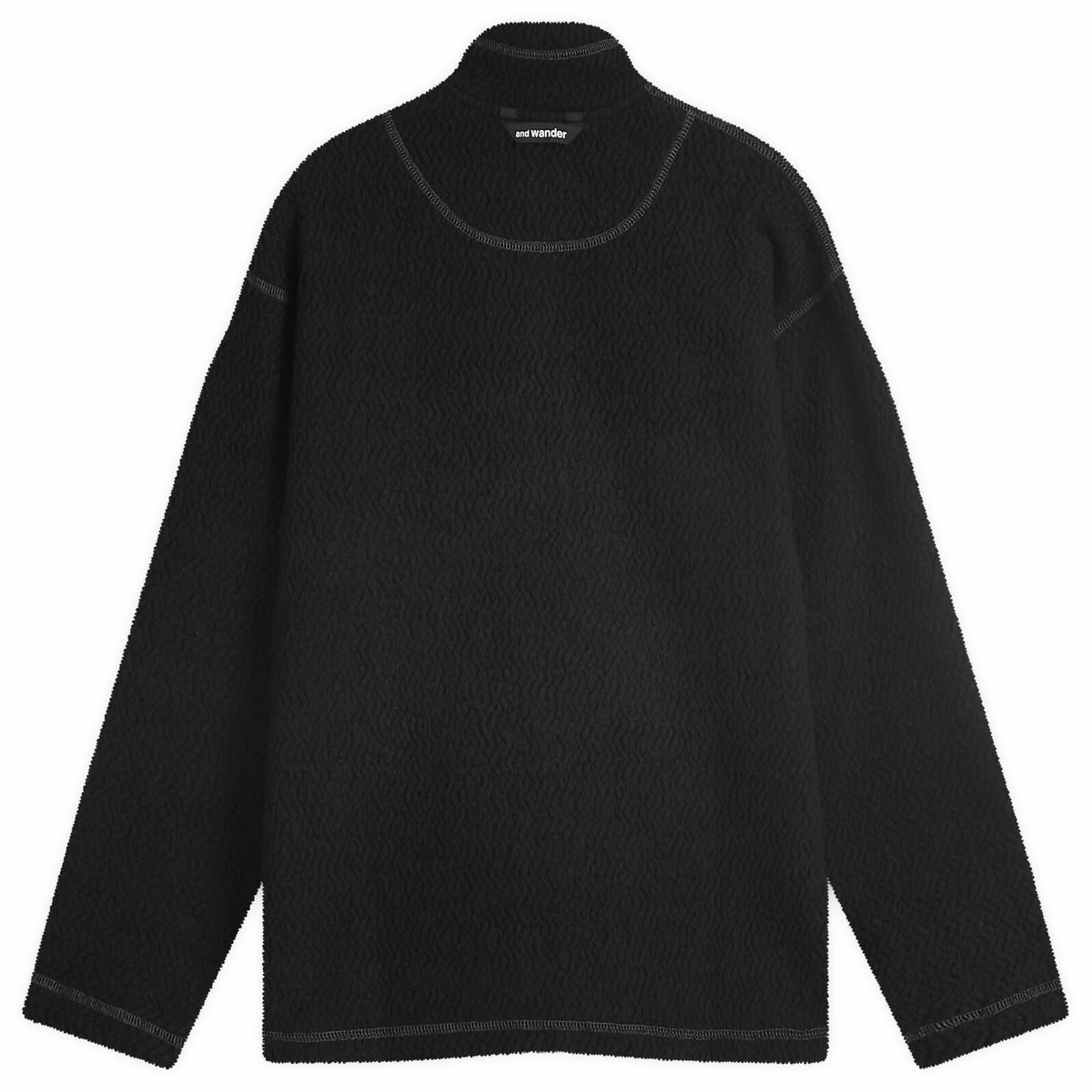 and wander Re Wool Jacquard Fleece Jacket in Black