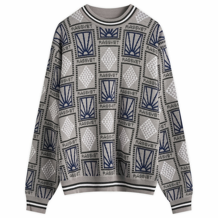 Photo: RASSVET Men's Pattern Logo Jacquard Knit in Grey