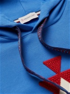 Moncler - Logo-Appliquéd Cotton-Jersey Hoodie - Blue