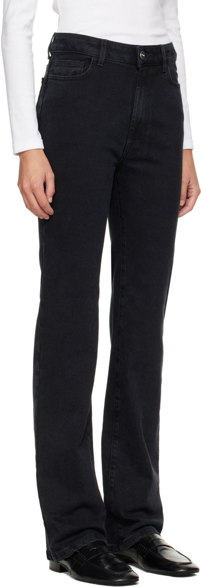 Róhe Black Lino High Rise Straight Jeans