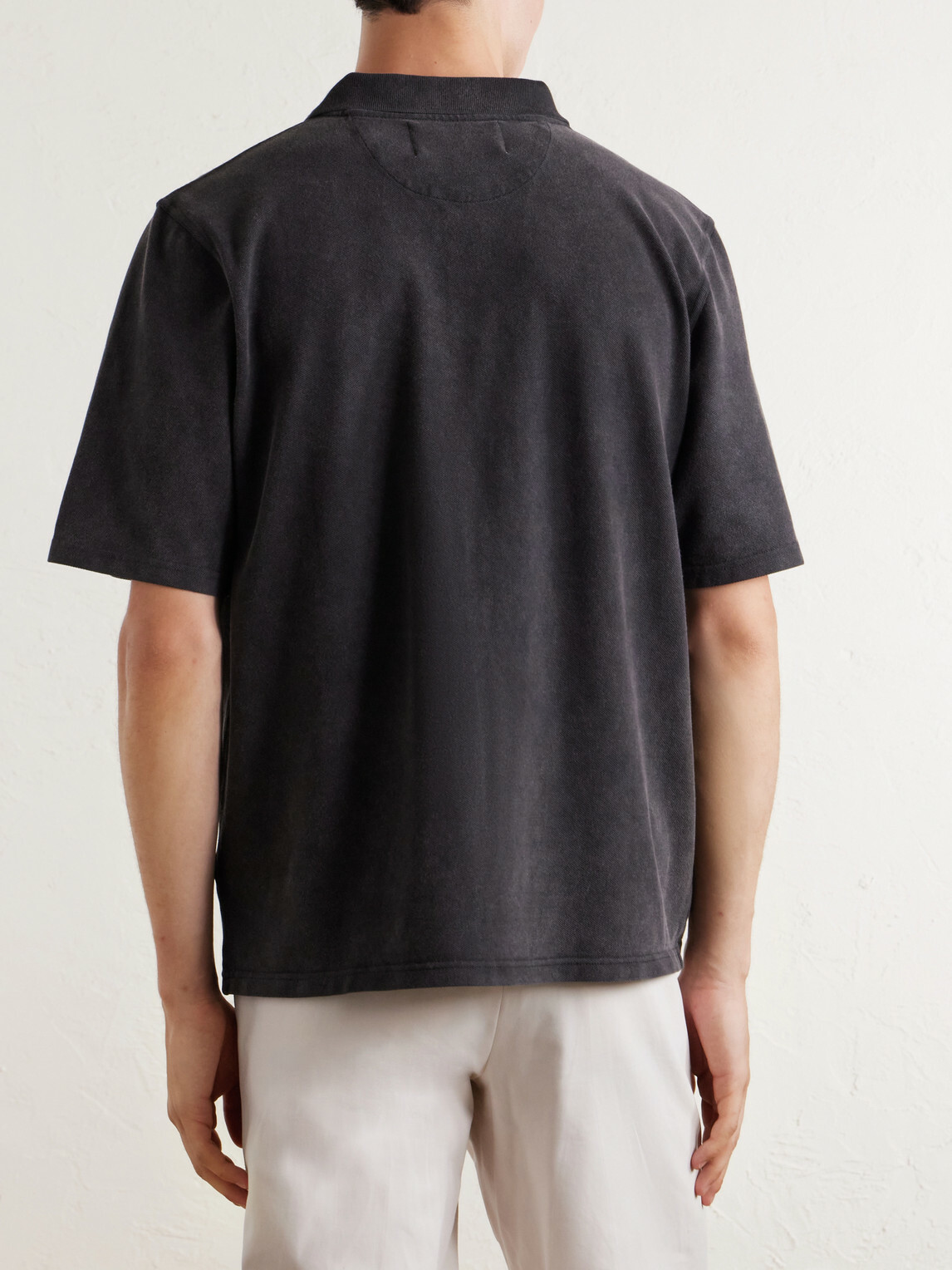 Corridor - Garment-Dyed Cotton-Piqué Polo Shirt - Black