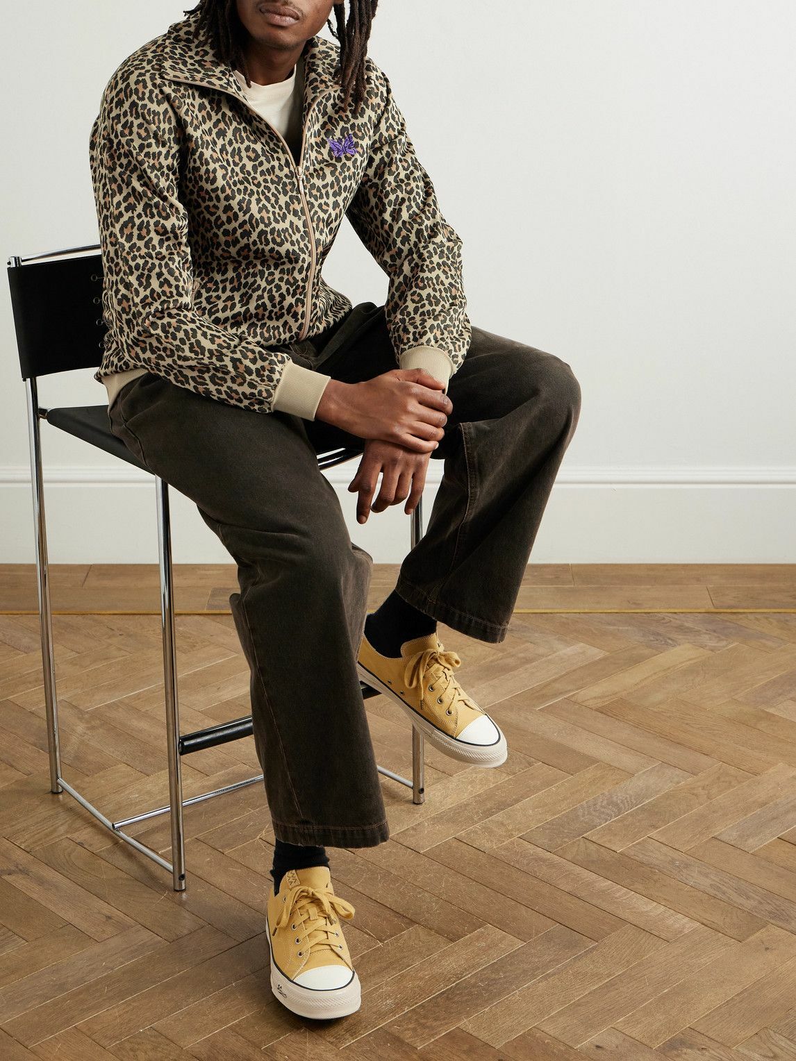 Needles - Logo-Embroidered Leopard-Print Jersey Track Jacket