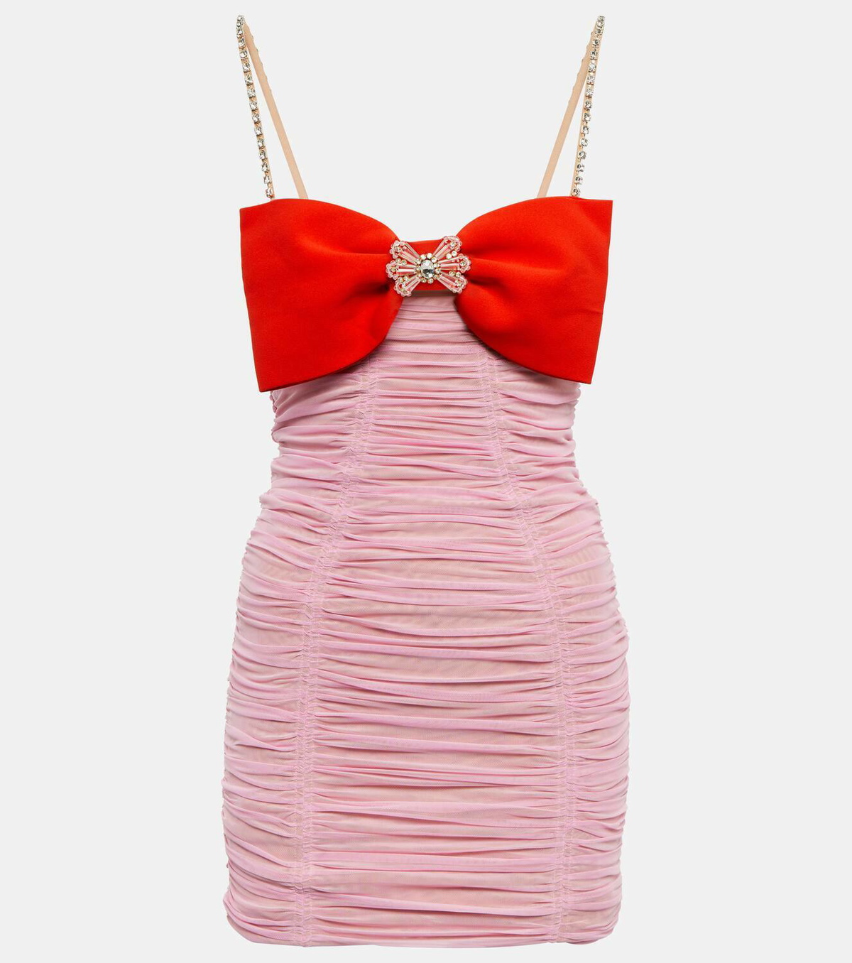 Self-Portrait Bow-embellished ruched minidress Self-Portrait