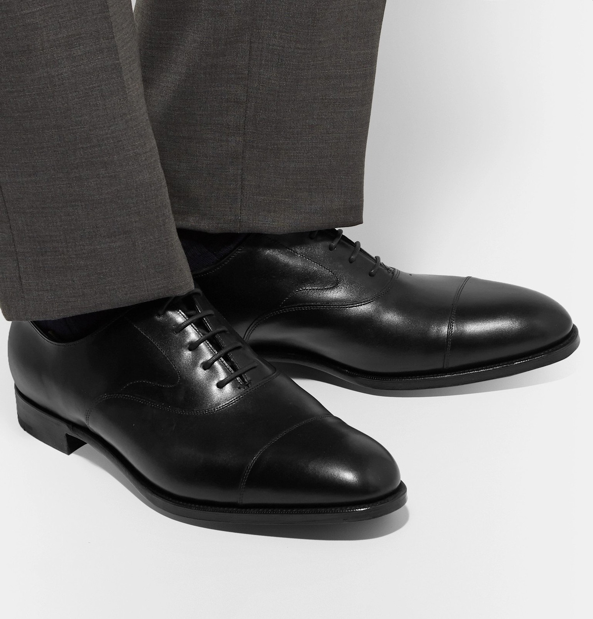 Edward Green - Chelsea Cap-Toe Burnished-Leather Oxford Shoes - Black ...