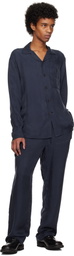 Róhe Navy Fluid Drawcord Trousers
