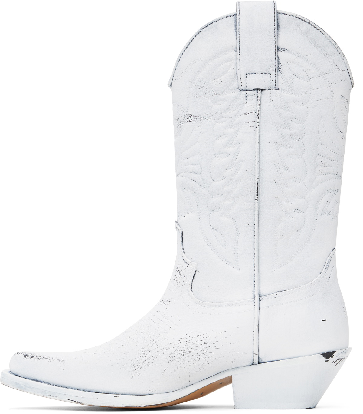 MM6 Maison Margiela White Painted Cowboy Boots MM6 Maison Margiela