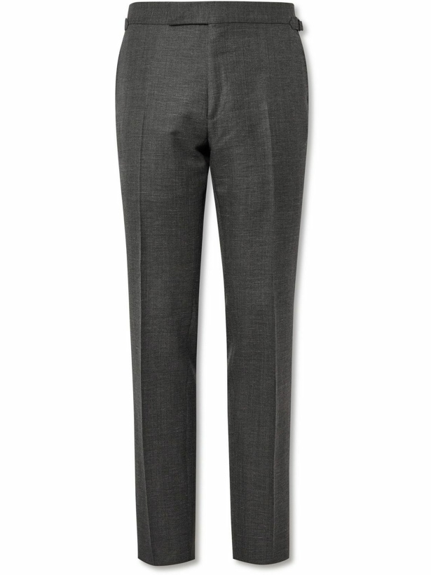 Photo: TOM FORD - Shelton Straight-Leg Wool, Mohair, Linen and Silk-Blend Trousers - Gray
