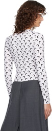 Marine Serre White Recycled Moon Jersey Second Skin Crewneck T-shirt