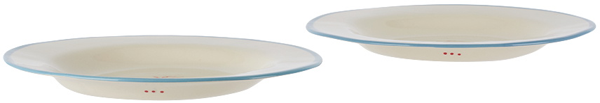 Laetitia Rouget Blue & White 'Open For Dodgy Business' Dessert Plate Set