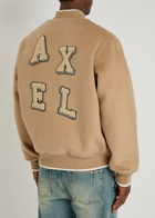 Axel Arigato Logo-appliquéd Wool-blend Varsity Jacket Beige