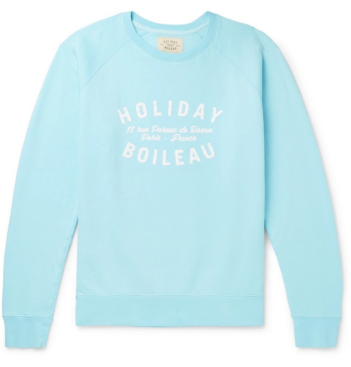 Photo: Holiday Boileau - Logo-Print Fleece-Back Cotton-Jersey Sweatshirt - Blue