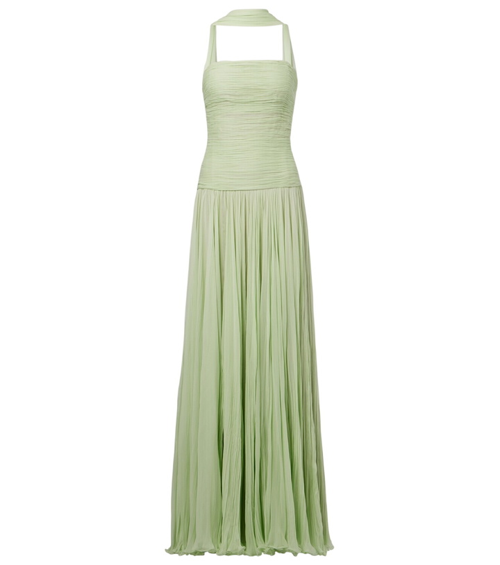 Photo: Marmar Halim Pleated scarf-detail silk georgette gown