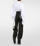 Mugler Low-rise leather straight pants