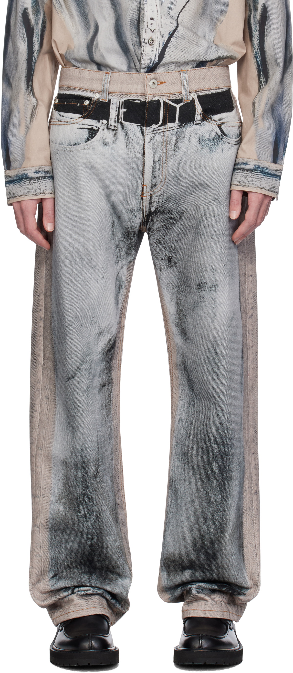 Y/Project Gray Snap Off Jeans Y/Project