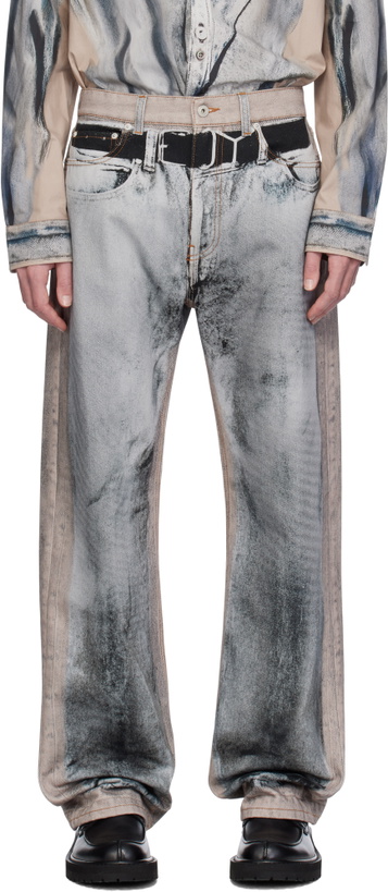 Photo: Y/Project Beige & Gray 'YP' Trompe L'oeil Jeans